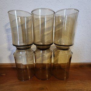 6 Libbey Bolero Tawny Brown Juice Glasses 3.5" tumblers retro drinkware 1970s-80